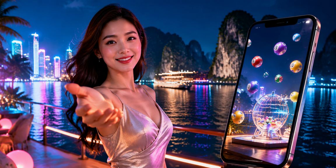 Vịnh Hạ Long về đêm với ánh đèn neon rực rỡ – người dùng VIP vnz66 thư giãn và theo dõi xổ số trên di động